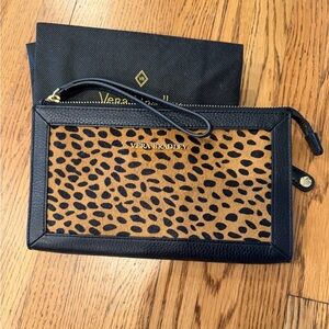 Vera Bradley Calf Hair Wristlet with Cheetah and Genuine Leather with Dust-bag